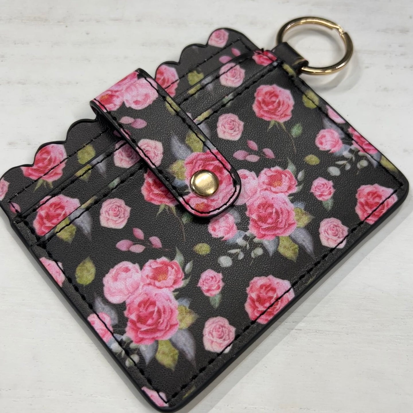 Black & Pink Floral Wallet